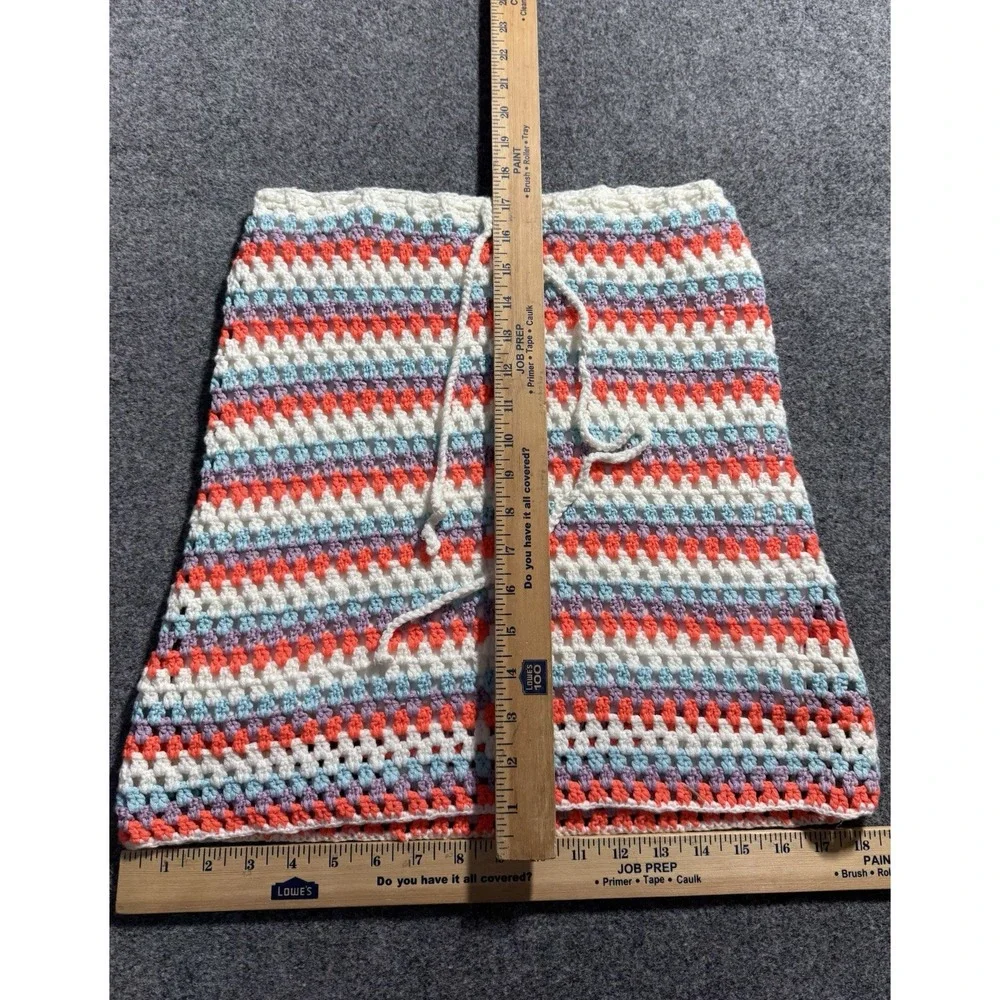 Anthropologie Self Contrast Corina Crochet Mini Skirt Size Medium Neon Coral NWT